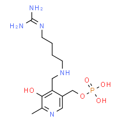 ChemSpider 2D Image | {4-[({4-[(Diaminomethylene)amino]butyl}amino)methyl]-5-hydroxy-6-methyl-3-pyridinyl}methyl dihydrogen phosphate | C13H24N5O5P