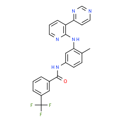 ChemSpider 2D Image | N-{4-METHYL-3-[(3-PYRIMIDIN-4-YLPYRIDIN-2-YL)AMINO]PHENYL}-3-(TRIFLUOROMETHYL)BENZAMIDE | C24H18F3N5O