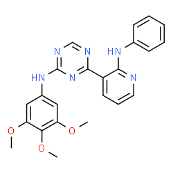 ChemSpider 2D Image | 4-(2-Anilino-3-pyridinyl)-N-(3,4,5-trimethoxyphenyl)-1,3,5-triazin-2-amine | C23H22N6O3