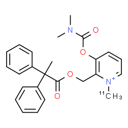 ChemSpider 2D Image | 3-[(Dimethylcarbamoyl)oxy]-2-{[(2,2-diphenylpropanoyl)oxy]methyl}-1-(~11~C)methylpyridinium | C2411CH27N2O4