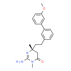 ChemSpider 2D Image | (6R)-2-Amino-6-[2-(3'-methoxy-3-biphenylyl)ethyl]-3,6-dimethyl-5,6-dihydro-4(3H)-pyrimidinone | C21H25N3O2