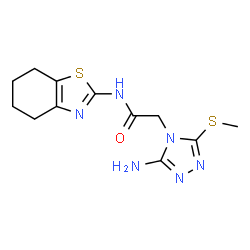 ChemSpider 2D Image | 2-[3-Amino-5-(methylsulfanyl)-4H-1,2,4-triazol-4-yl]-N-(4,5,6,7-tetrahydro-1,3-benzothiazol-2-yl)acetamide | C12H16N6OS2