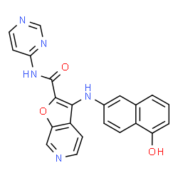 ChemSpider 2D Image | 3-[(5-Hydroxy-2-naphthyl)amino]-N-(4-pyrimidinyl)furo[2,3-c]pyridine-2-carboxamide | C22H15N5O3