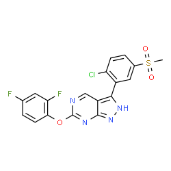 ChemSpider 2D Image | 3-[2-Chloro-5-(Methylsulfonyl)phenyl]-6-(2,4-Difluorophenoxy)-1h-Pyrazolo[3,4-D]pyrimidine | C18H11ClF2N4O3S
