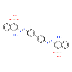 ChemSpider 2D Image | 3,3'-[(3,3'-Dimethyl-4,4'-biphenyldiyl)di(E)-2,1-diazenediyl]bis(4-amino-1-naphthalenesulfonic acid) | C34H28N6O6S2