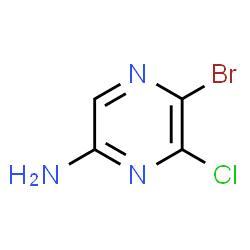 ChemSpider 2D Image | 5-Bromo-6-chloro-2-pyrazinamine | C4H3BrClN3