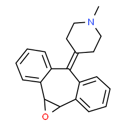 ChemSpider 2D Image | 4-(1a,10b-Dihydro-6H-dibenzo[3,4:6,7]cyclohepta[1,2-b]oxiren-6-ylidene)-1-methylpiperidine | C21H21NO