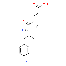 ChemSpider 2D Image | (6S)-6-Amino-8-(4-amino-2,5-cyclohexadien-1-yl)-7-methyl-6-(methylamino)-5-oxooctanoic acid | C16H27N3O3