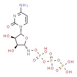 ChemSpider 2D Image | [[(2S,3S,4R,5R)-5-(4-amino-2-oxo-pyrimidin-1-yl)-3,4-dihydroxy-tetrahydrofuran-2-yl]amino] (hydroxy-phosphonooxy-phosphoryl) hydrogen phosphate | C8H15N4O14P3