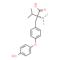 ChemSpider 2D Image | O-(4-Hydroxyphenyl)-N,N-diiodo-alpha-isopropyl-L-tyrosine | C18H19I2NO4