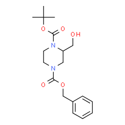ChemSpider 2D Image | 4-Benzyl 1-tert-butyl 2-(hydroxymethyl)piperazine-1,4-dicarboxylate | C18H26N2O5