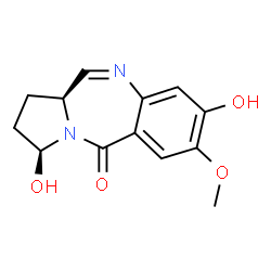 ChemSpider 2D Image | (3S,11aS)-1,2,3,11a-Tetrahydro-3,8-dihydroxy-7-methoxy-5H-pyrrolo[2,1-c][1,4]benzodiazepin-5-one | C13H14N2O4