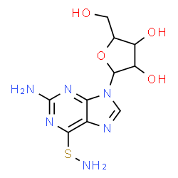 ChemSpider 2D Image | 6-(Aminosulfanyl)-9-pentofuranosyl-9H-purin-2-amine | C10H14N6O4S