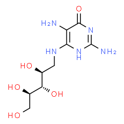 ChemSpider 2D Image | 1-Deoxy-1-[(2,5-diamino-6-oxo-3,6-dihydro-4-pyrimidinyl)amino]-D-ribitol | C9H17N5O5