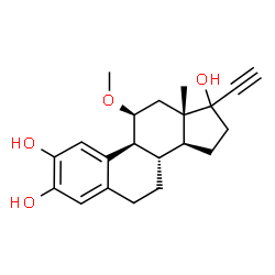 ChemSpider 2D Image | (11beta,17xi)-11-Methoxy-19-norpregna-1(10),2,4-trien-20-yne-2,3,17-triol | C21H26O4