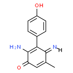 ChemSpider 2D Image | (4E)-2-Amino-3-(4-hydroxyphenyl)-4-imino-5-methyl-2,5-cyclohexadien-1-one | C13H12N2O2