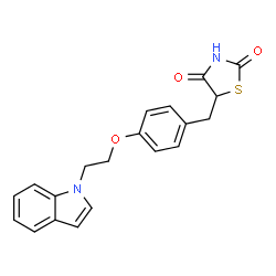 ChemSpider 2D Image | 5-((4-(2-(1-indolyl)ethoxy)-phenyl)methyl)thiazolidine-2,4-dione | C20H18N2O3S