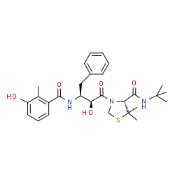 ChemSpider 2D Image | (4r)-N-Tert-Butyl-3-{(2s,3s)-2-Hydroxy-3-[(3-Hydroxy-2-Methylbenzoyl)amino]-4-Phenylbutanoyl}-5,5-Dimethyl-1,3-Thiazolidine-4-Carboxamide | C28H37N3O5S
