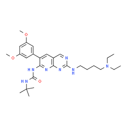 ChemSpider 2D Image | 1-tert-Butyl-3-[2-{[4-(diethylamino)butyl]amino}-6-(3,5-dimethoxyphenyl)pyrido[2,3-d]pyrimidin-7-yl]urea | C28H41N7O3