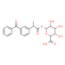 ChemSpider 2D Image | 1-O-[2-(3-Benzoylphenyl)propanoyl]hexopyranuronic acid | C22H22O9