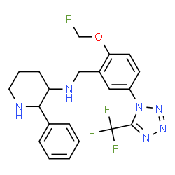 ChemSpider 2D Image | (2-fluoromethoxy-5-(5-trifluoromethyltetrazol-1-yl)benzyl)(2-phenylpiperidin-3-yl)amine | C21H22F4N6O