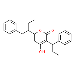 ChemSpider 2D Image | 4-Hydroxy-6-(1-phenyl-2-butanyl)-3-(1-phenylpropyl)-2H-pyran-2-one | C24H26O3