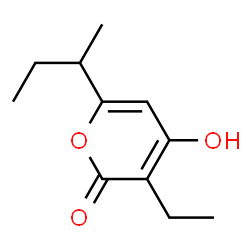 ChemSpider 2D Image | 6-sec-Butyl-3-ethyl-4-hydroxy-2H-pyran-2-one | C11H16O3