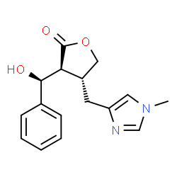 ChemSpider 2D Image | (3S,4R)-3-[(S)-Hydroxy(phenyl)methyl]-4-[(1-methyl-1H-imidazol-4-yl)methyl]dihydro-2(3H)-furanone | C16H18N2O3