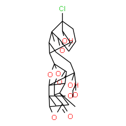ChemSpider 2D Image | 14-Chloro-5,15-dihydroxy-2,9,26-trimethyl-3,19,23,28-tetraoxaoctacyclo[16.9.1.1~18,27~.0~1,5~.0~2,24~.0~8,17~.0~9,14~.0~21,26~]nonacos-11-ene-4,10,22,29-tetrone | C28H31ClO10
