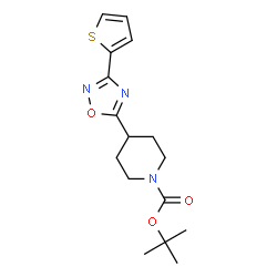 ChemSpider 2D Image | tert-butyl 4-(3-thiophen-2-yl-1,2,4-oxadiazol-5-yl)piperidine-1-carboxylate | C16H21N3O3S