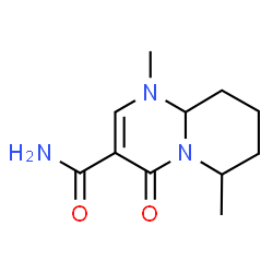 ChemSpider 2D Image | 1,6-Dimethyl-4-oxo-1,6,7,8,9,9a-hexahydro-4H-pyrido[1,2-a]pyrimidine-3-carboxamide | C11H17N3O2