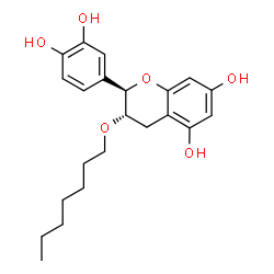 ChemSpider 2D Image | (2R,3S)-2-(3,4-Dihydroxyphenyl)-3-(heptyloxy)-5,7-chromanediol | C22H28O6