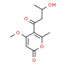 ChemSpider 2D Image | 5-(3-Hydroxybutanoyl)-4-methoxy-6-methyl-2H-pyran-2-one | C11H14O5