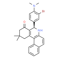 ChemSpider 2D Image | (5R)-5-[3-Bromo-4-(dimethylamino)phenyl]-2,2-dimethyl-2,3,5,6-tetrahydrobenzo[a]phenanthridin-4(1H)-one | C27H27BrN2O