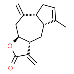 ChemSpider 2D Image | (3aR,4aR,7aR,9aS)-5-Methyl-3,8-bis(methylene)-3a,4,4a,7,7a,8,9,9a-octahydroazuleno[6,5-b]furan-2(3H)-one | C15H18O2