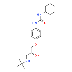 ChemSpider 2D Image | 1-Cyclohexyl-3-(4-{(2R)-2-hydroxy-3-[(2-methyl-2-propanyl)amino]propoxy}phenyl)urea | C20H33N3O3
