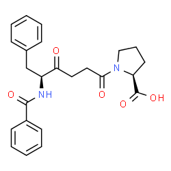 ChemSpider 2D Image | 1-[(5S)-5-(Benzoylamino)-4-oxo-6-phenylhexanoyl]-L-proline | C24H26N2O5