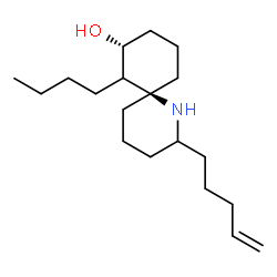 ChemSpider 2D Image | (6R,8R)-7-Butyl-2-(4-penten-1-yl)-1-azaspiro[5.5]undecan-8-ol | C19H35NO