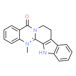 ChemSpider 2D Image | 14-Methyl-5-oxo-5,7,8,13-tetrahydroindolo[2',3':3,4]pyrido[2,1-b]quinazolin-14-ium | C19H16N3O
