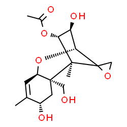 ChemSpider 2D Image | (3beta,4alpha,8alpha,12xi)-3,8,15-Trihydroxy-12,13-epoxytrichothec-9-en-4-yl acetate | C17H24O7