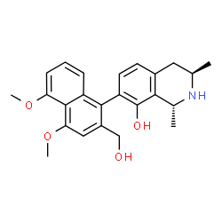ChemSpider 2D Image | (1R,3R)-7-[2-(Hydroxymethyl)-4,5-dimethoxy-1-naphthyl]-1,3-dimethyl-1,2,3,4-tetrahydro-8-isoquinolinol | C24H27NO4