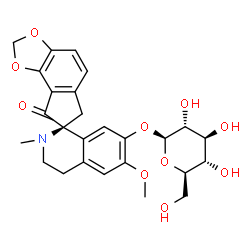 ChemSpider 2D Image | (7S)-6'-Methoxy-2'-methyl-8-oxo-3',4',6,8-tetrahydro-2'H-spiro[indeno[4,5-d][1,3]dioxole-7,1'-isoquinolin]-7'-yl beta-D-glucopyranoside | C26H29NO10