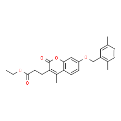 ChemSpider 2D Image | Ethyl 3-{7-[(2,5-dimethylbenzyl)oxy]-4-methyl-2-oxo-2H-chromen-3-yl}propanoate | C24H26O5