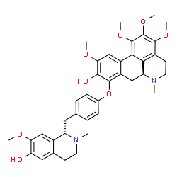 ChemSpider 2D Image | (6aS)-8-(4-{[(1S)-6-Hydroxy-7-methoxy-2-methyl-1,2,3,4-tetrahydro-1-isoquinolinyl]methyl}phenoxy)-1,2,3,10-tetramethoxy-6-methyl-5,6,6a,7-tetrahydro-4H-dibenzo[de,g]quinolin-9-ol | C39H44N2O8