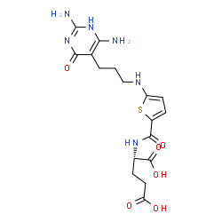 ChemSpider 2D Image | N-[(5-{[3-(2,4-diamino-6-hydroxypyrimidin-5-yl)propyl]amino}thiophen-2-yl)carbonyl]-L-glutamic acid | C17H22N6O6S