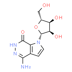 ChemSpider 2D Image | 4-Amino-1-(beta-D-ribofuranosyl)-1,6-dihydro-7H-pyrrolo[2,3-d]pyridazin-7-one | C11H14N4O5