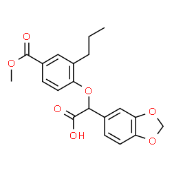 ChemSpider 2D Image | 1,3-Benzodioxol-5-yl[4-(methoxycarbonyl)-2-propylphenoxy]acetic acid | C20H20O7