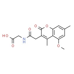 ChemSpider 2D Image | N-[(5-Methoxy-4,7-dimethyl-2-oxo-2H-chromen-3-yl)acetyl]glycine | C16H17NO6