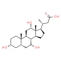 ChemSpider 2D Image | 24-Norcholan-23-oic acid, 3,7,12-trihydroxy-, (3alpha,5beta,7alpha,12alpha)- | C23H38O5