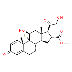 ChemSpider 2D Image | Methyl 9alpha-fluoro-11beta,21-dihydroxy-3,20-dioxo-1,4-pregnadiene-16alpha-carboxylate | C23H29FO6